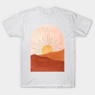 Abstract boho sunrise, terracotta landscape T-Shirt